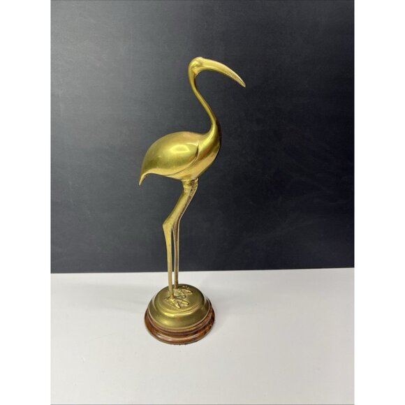 Brass Egret Crane Mid Century Modern 13.5 Inches tall MCM - Picture 16 of 16